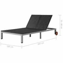 Maison Exclusive - Chaise longue double avec roues résine tressée noir