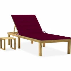 Maison Exclusive Bains De Soleil, Transats Et Hamacs | - Chaise longue de jardin avec table et coussin pin imprégné