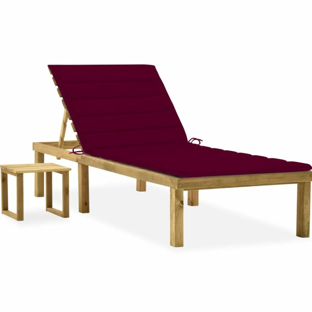 Maison Exclusive Bains De Soleil, Transats Et Hamacs | - Chaise longue de jardin avec table et coussin pin imprégné