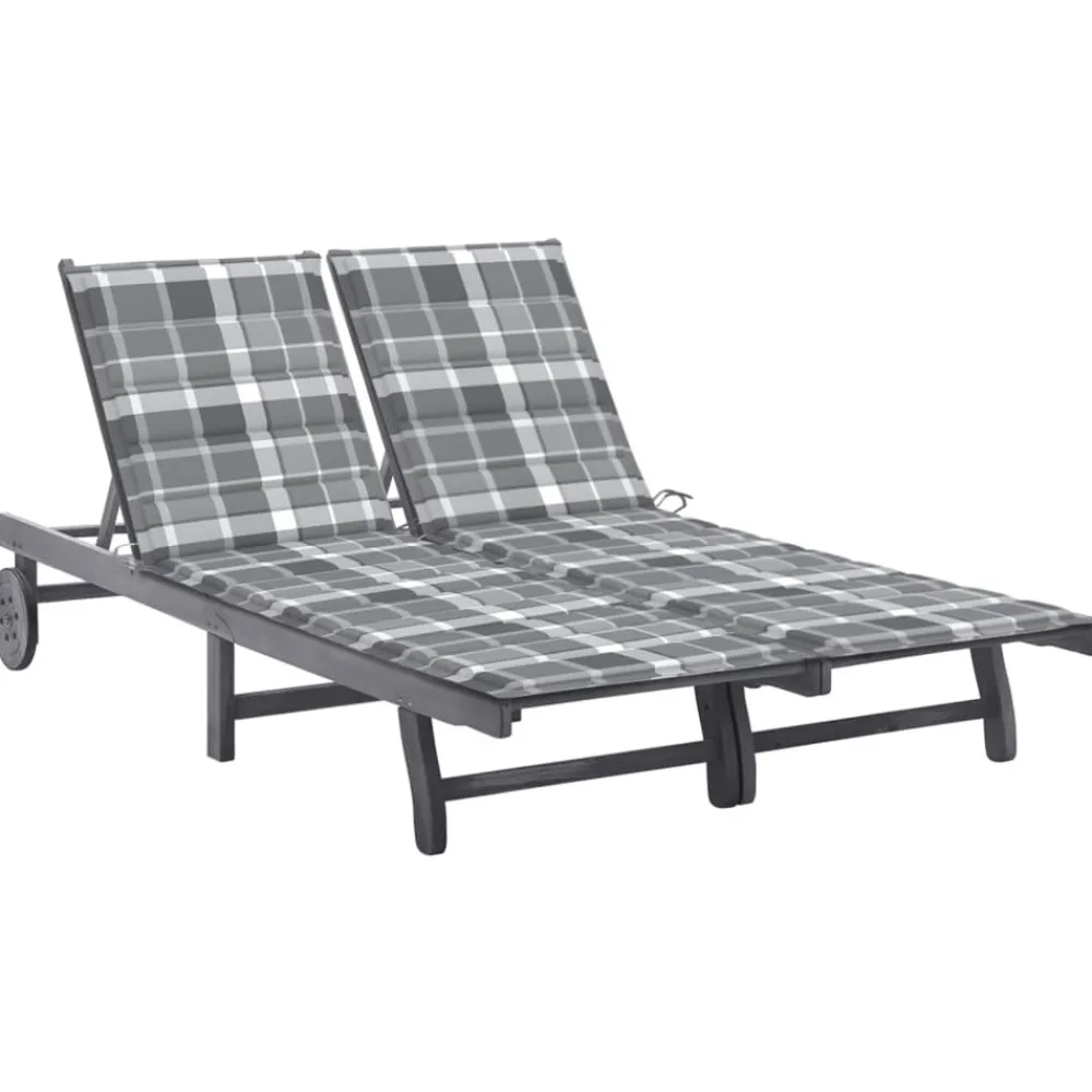Maison Exclusive - Chaise longue de jardin 2 places avec coussin gris acacia Best