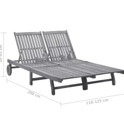 Maison Exclusive - Chaise longue de jardin 2 places avec coussin gris acacia Best