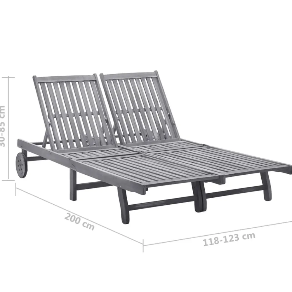 Maison Exclusive - Chaise longue de jardin 2 places avec coussin gris acacia Best