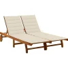 Maison Exclusive - Chaise longue de jardin 2 places avec coussins acacia solide Online