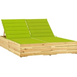 Maison Exclusive - Chaise longue double et coussins vert vif bois de pin imprégné New