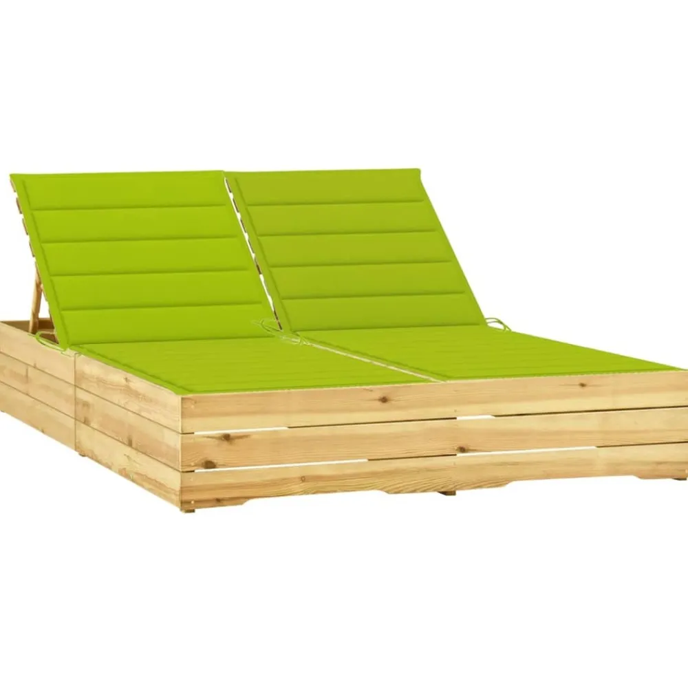 Maison Exclusive - Chaise longue double et coussins vert vif bois de pin imprégné New