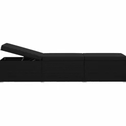 Maison Exclusive Bains De Soleil, Transats Et Hamacs | - Chaise longue avec coussin et table à thé résine tressée noir