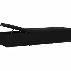 Maison Exclusive Bains De Soleil, Transats Et Hamacs | - Chaise longue avec coussin et table à thé résine tressée noir