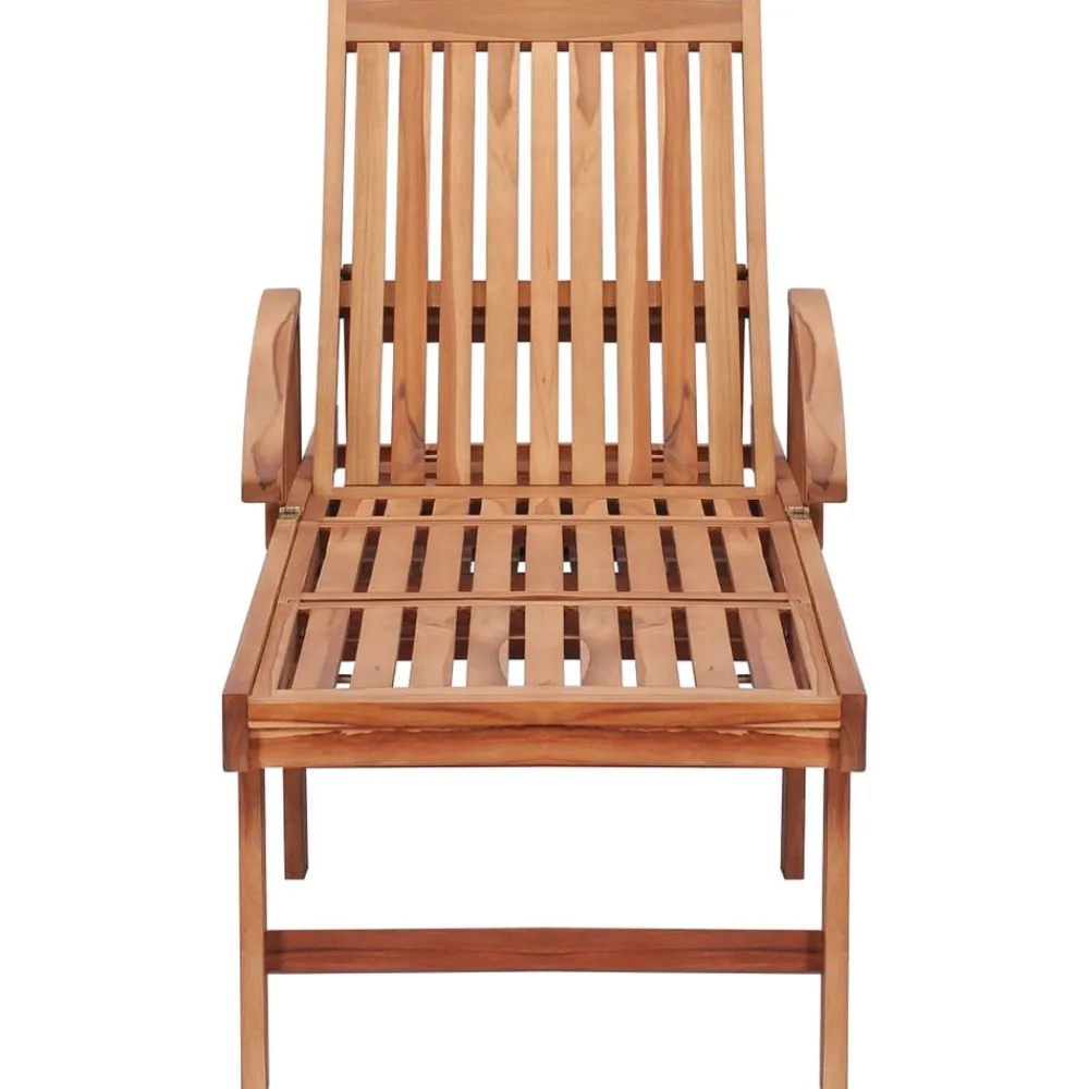 Maison Exclusive - Chaise longue avec coussin à carreaux rouge bois de teck solide