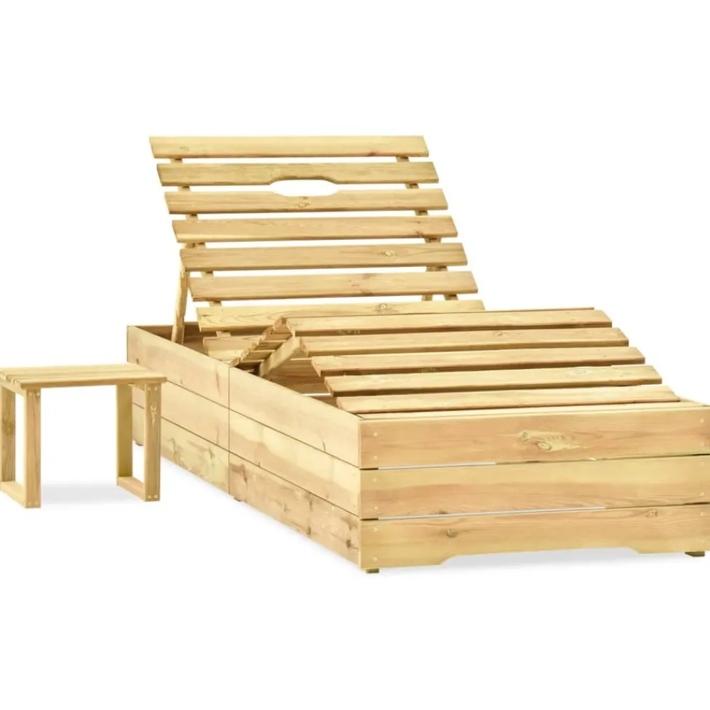 Maison Exclusive - Chaise longue de jardin avec table et coussin pin imprégné Hot