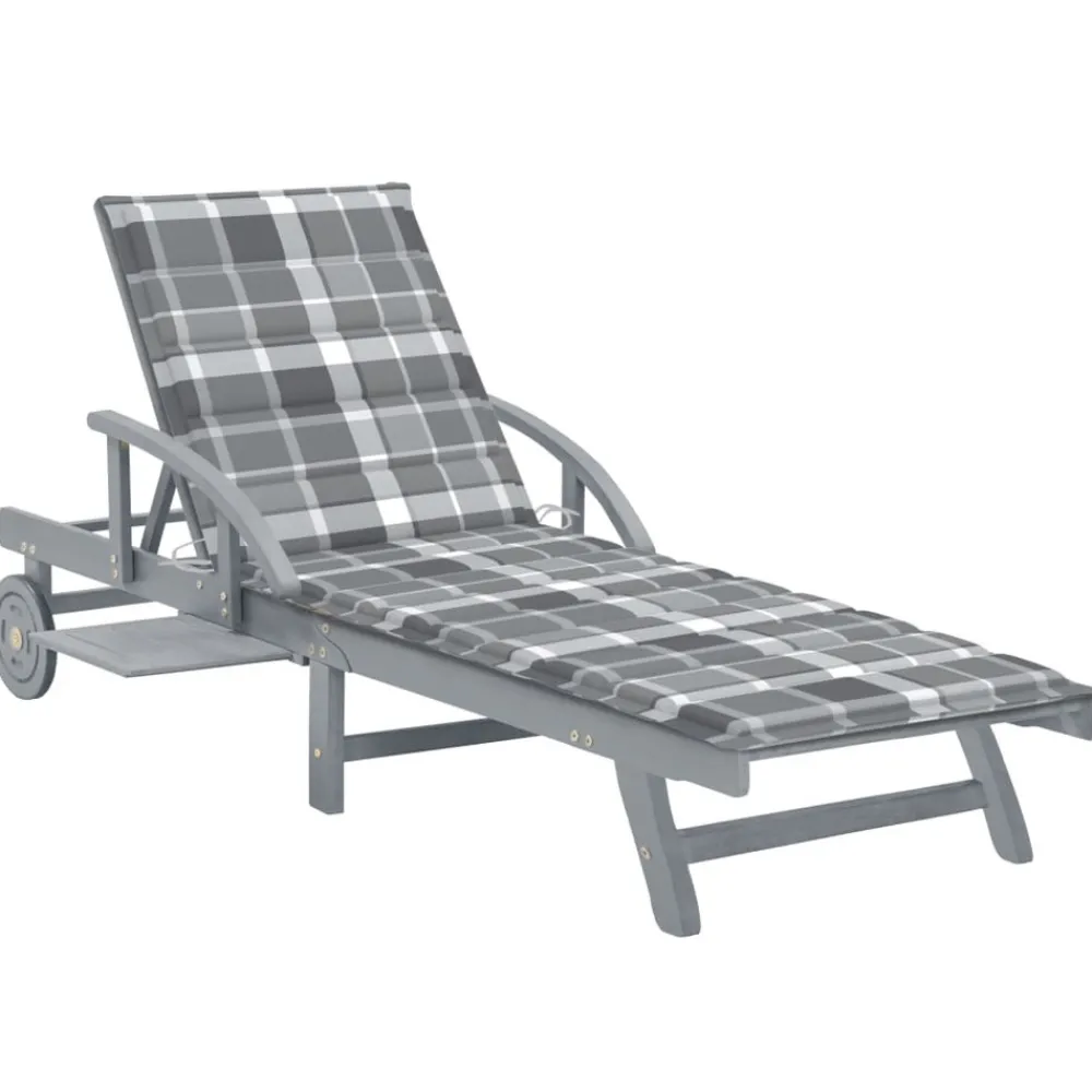 Maison Exclusive Bains De Soleil, Transats Et Hamacs | - Chaise longue de jardin avec coussin bois d'acacia solide