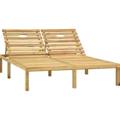 Maison Exclusive Bains De Soleil, Transats Et Hamacs | - Chaise longue double et coussins taupe bois de pin imprégné