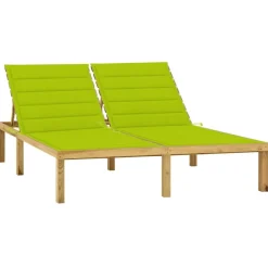 Maison Exclusive - Chaise longue double et coussins vert vif bois de pin imprégné Discount