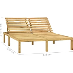 Maison Exclusive - Chaise longue double et coussins vert vif bois de pin imprégné Discount