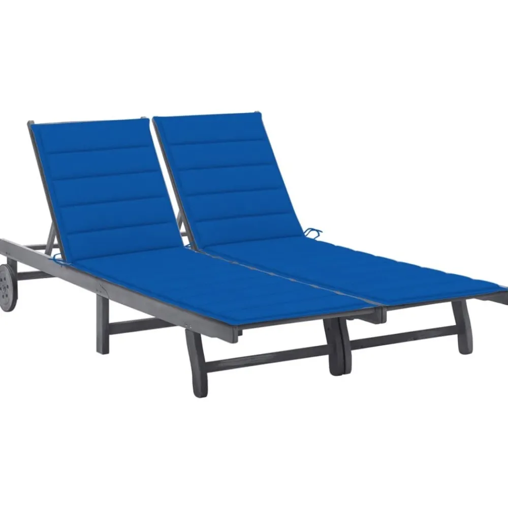 Maison Exclusive - Chaise longue de jardin 2 places avec coussin gris acacia Best