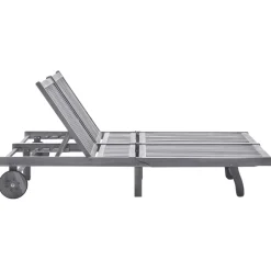 Maison Exclusive - Chaise longue de jardin 2 places avec coussin gris acacia Best