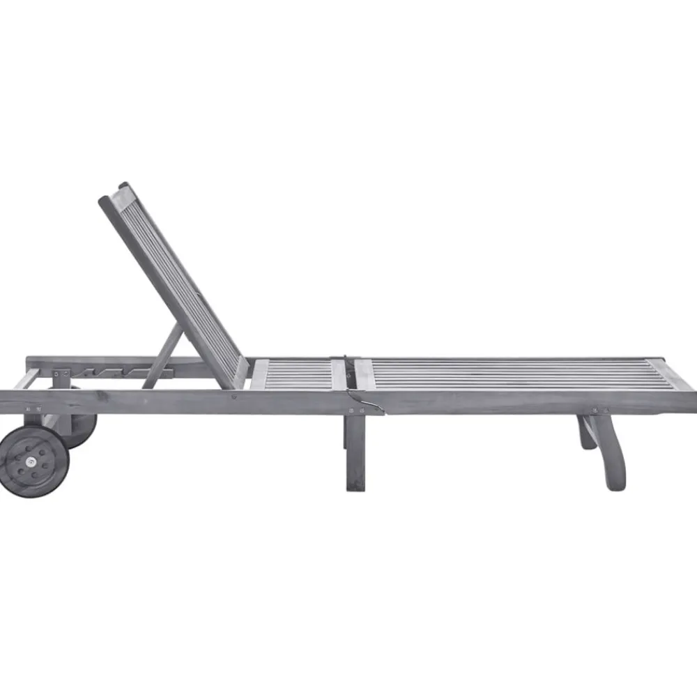 Maison Exclusive Bains De Soleil, Transats Et Hamacs | - Chaise longue de jardin avec coussin gris bois d'acacia solide