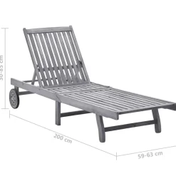 Maison Exclusive Bains De Soleil, Transats Et Hamacs | - Chaise longue de jardin avec coussin gris bois d'acacia solide