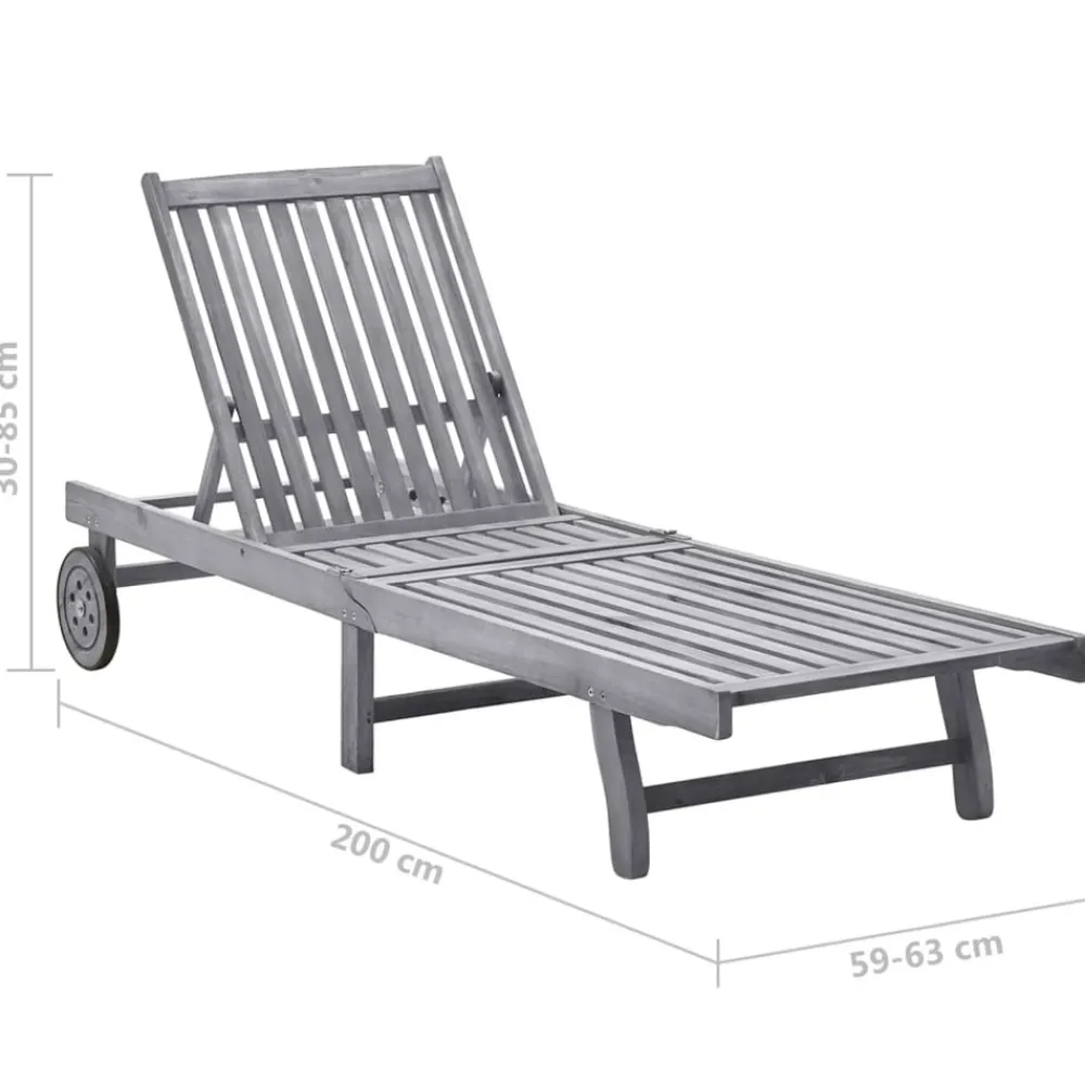 Maison Exclusive Bains De Soleil, Transats Et Hamacs | - Chaise longue de jardin avec coussin gris bois d'acacia solide
