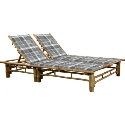 Maison Exclusive Bains De Soleil, Transats Et Hamacs | - Chaise longue pour 2 personnes avec coussins bambou