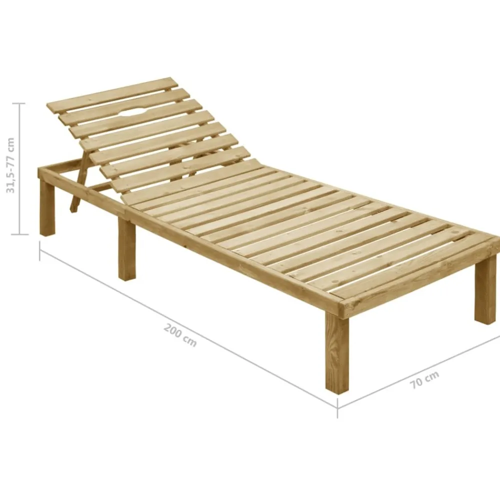 Maison Exclusive Bains De Soleil, Transats Et Hamacs | - Chaise longue avec coussin rouge bois de pin imprégné