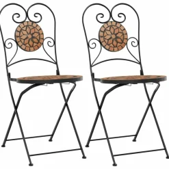 Maison Exclusive Tables Et Chaises De Jardin | - Chaises de bistrot pliables lot de 2 terre cuite céramique