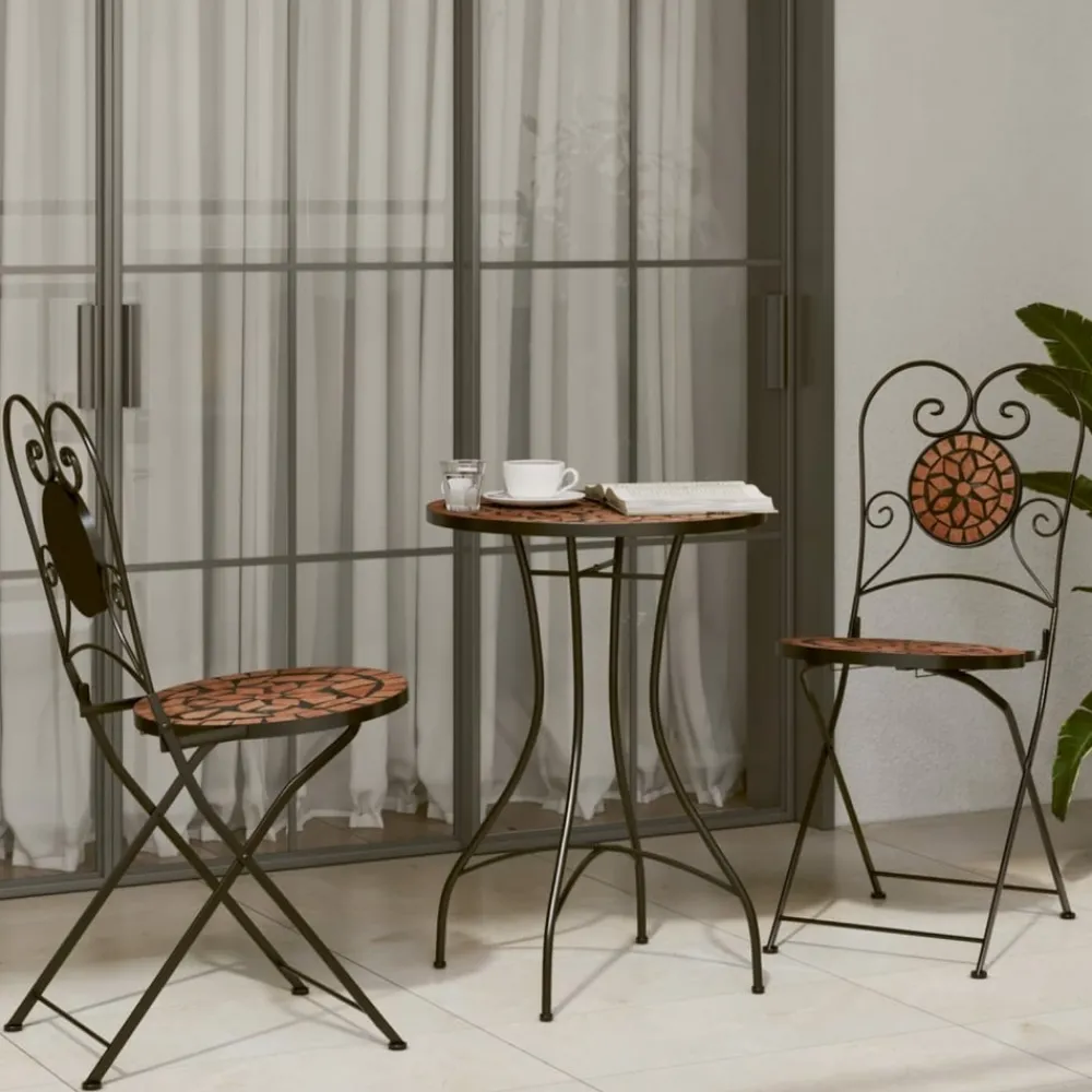 Maison Exclusive Tables Et Chaises De Jardin | - Chaises de bistrot pliables lot de 2 terre cuite céramique