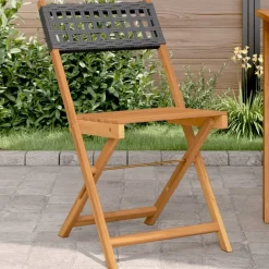 Maison Exclusive Tables Et Chaises De Jardin | - Chaises de bistrot lot de 2 noir bois massif d'acacia et rotin