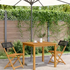 Maison Exclusive Tables Et Chaises De Jardin | - Chaises de bistrot lot de 2 noir bois massif d'acacia et rotin