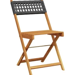 Maison Exclusive Tables Et Chaises De Jardin | - Chaises de bistrot lot de 2 noir bois massif d'acacia et rotin