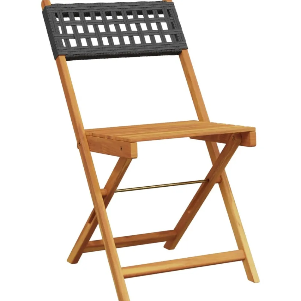 Maison Exclusive Tables Et Chaises De Jardin | - Chaises de bistrot lot de 2 noir bois massif d'acacia et rotin