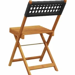 Maison Exclusive Tables Et Chaises De Jardin | - Chaises de bistrot lot de 2 noir bois massif d'acacia et rotin