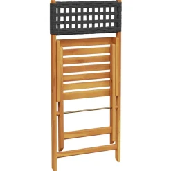 Maison Exclusive Tables Et Chaises De Jardin | - Chaises de bistrot lot de 2 noir bois massif d'acacia et rotin