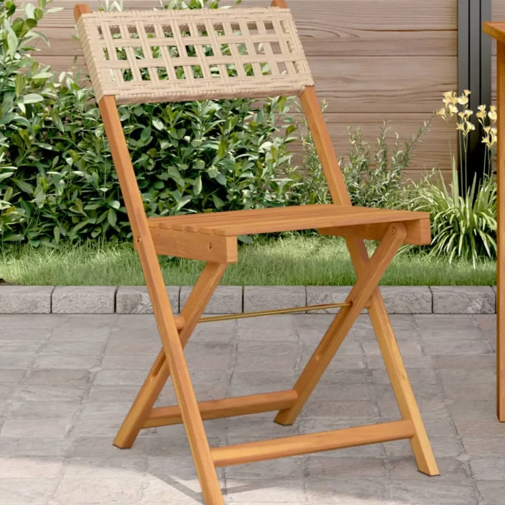 Maison Exclusive - Chaises de bistrot lot de 2 beige bois massif d'acacia et rotin Sale