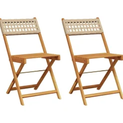 Maison Exclusive - Chaises de bistrot lot de 2 beige bois massif d'acacia et rotin Sale
