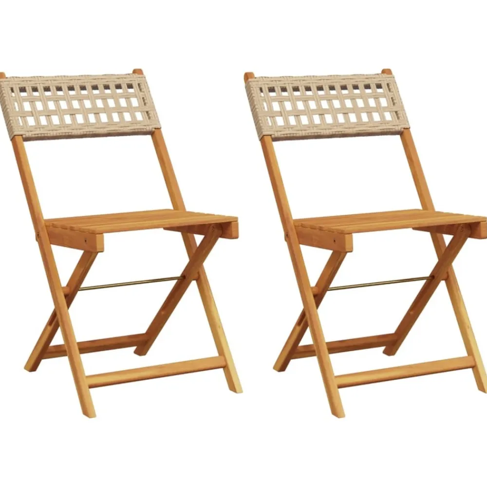 Maison Exclusive - Chaises de bistrot lot de 2 beige bois massif d'acacia et rotin Sale