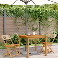 Maison Exclusive - Chaises de bistrot lot de 2 beige bois massif d'acacia et rotin Sale