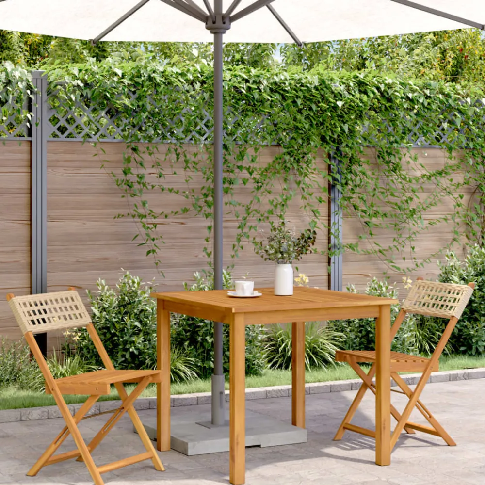 Maison Exclusive - Chaises de bistrot lot de 2 beige bois massif d'acacia et rotin Sale