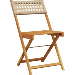 Maison Exclusive - Chaises de bistrot lot de 2 beige bois massif d'acacia et rotin Sale