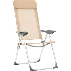 Maison Exclusive Tables Et Chaises De Jardin | - Chaises de camping pliables lot de 4 crème aluminium