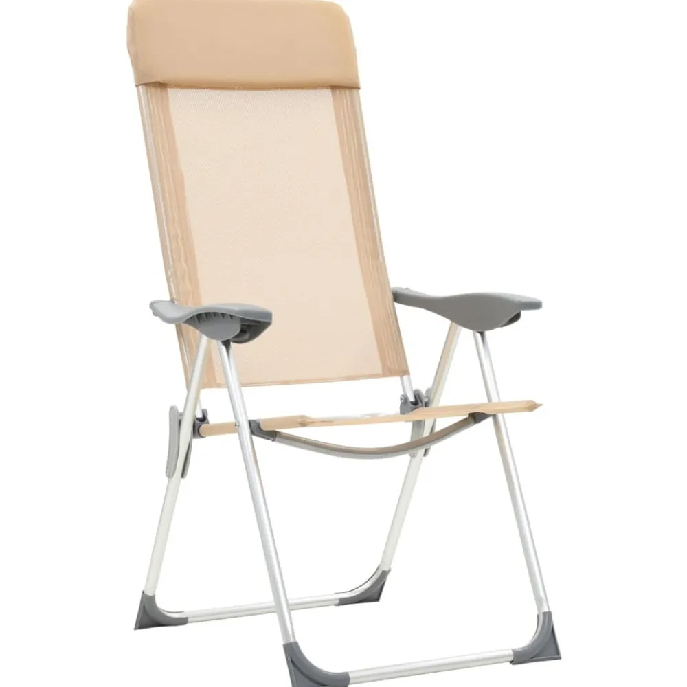 Maison Exclusive Tables Et Chaises De Jardin | - Chaises de camping pliables lot de 4 crème aluminium