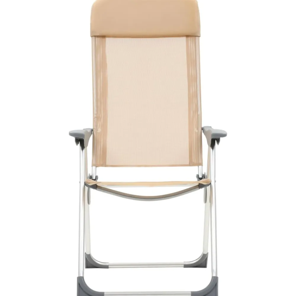 Maison Exclusive Tables Et Chaises De Jardin | - Chaises de camping pliables lot de 4 crème aluminium