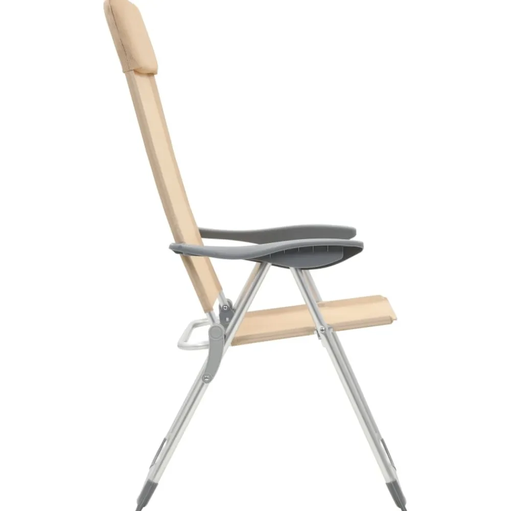 Maison Exclusive Tables Et Chaises De Jardin | - Chaises de camping pliables lot de 4 crème aluminium
