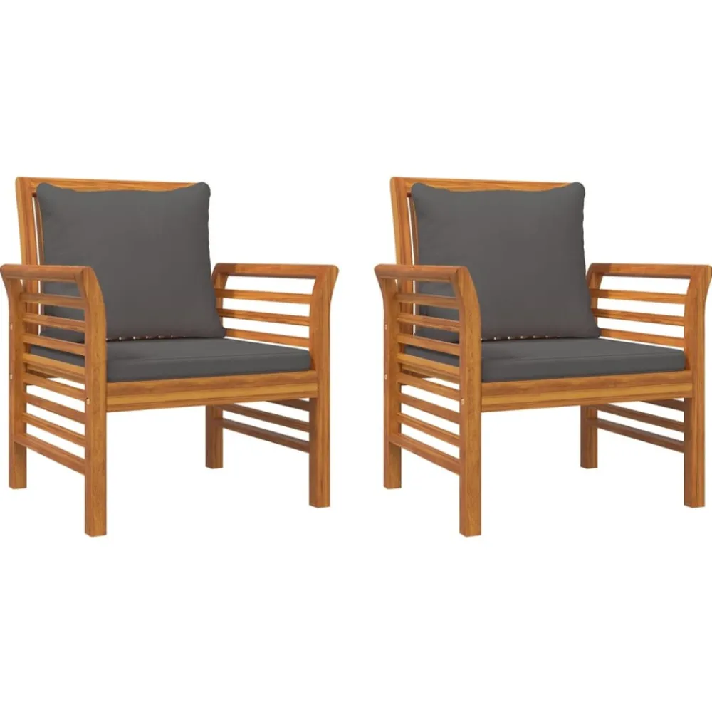 Maison Exclusive - Chaises de canapé coussins gris foncé lot de 2 acacia massif Clearance