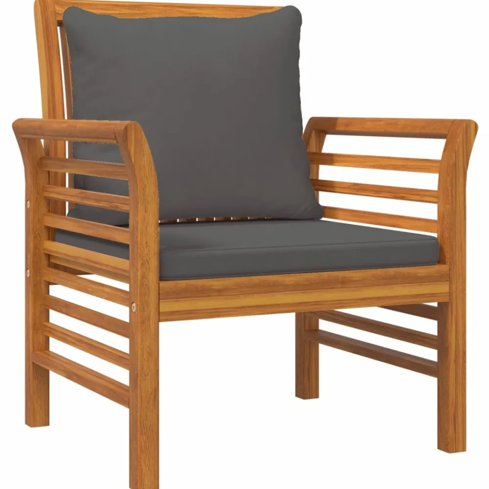 Maison Exclusive - Chaises de canapé coussins gris foncé lot de 2 acacia massif Clearance