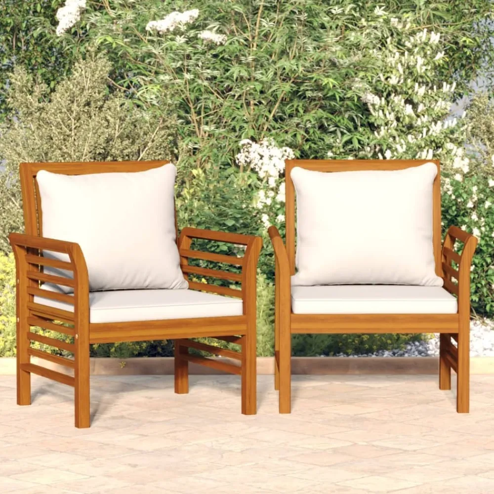 Maison Exclusive Coussins Extérieurs Et Accessoires | - Chaises de canapé et coussins blanc crème lot de 2 bois acacia