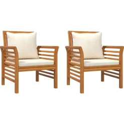 Maison Exclusive Coussins Extérieurs Et Accessoires | - Chaises de canapé et coussins blanc crème lot de 2 bois acacia
