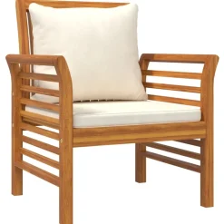 Maison Exclusive Coussins Extérieurs Et Accessoires | - Chaises de canapé et coussins blanc crème lot de 2 bois acacia