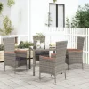 Maison Exclusive Tables Et Chaises De Jardin | - Chaises de jardin avec coussins lot de 4 résine tressée gris