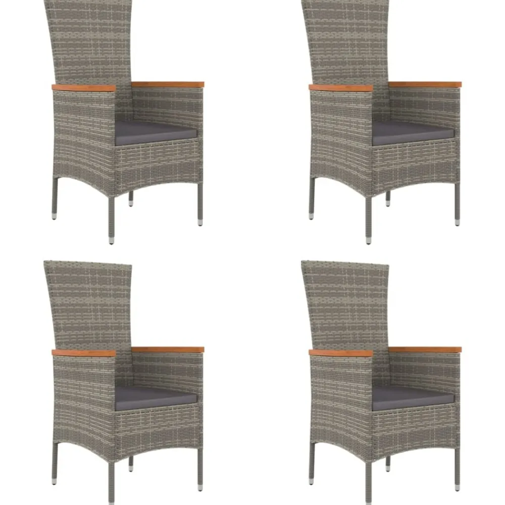 Maison Exclusive Tables Et Chaises De Jardin | - Chaises de jardin avec coussins lot de 4 résine tressée gris