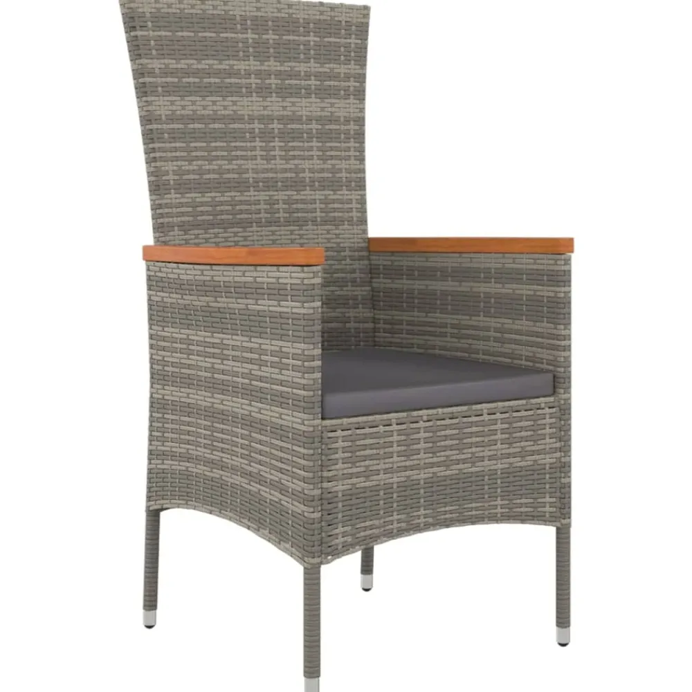 Maison Exclusive Tables Et Chaises De Jardin | - Chaises de jardin avec coussins lot de 4 résine tressée gris